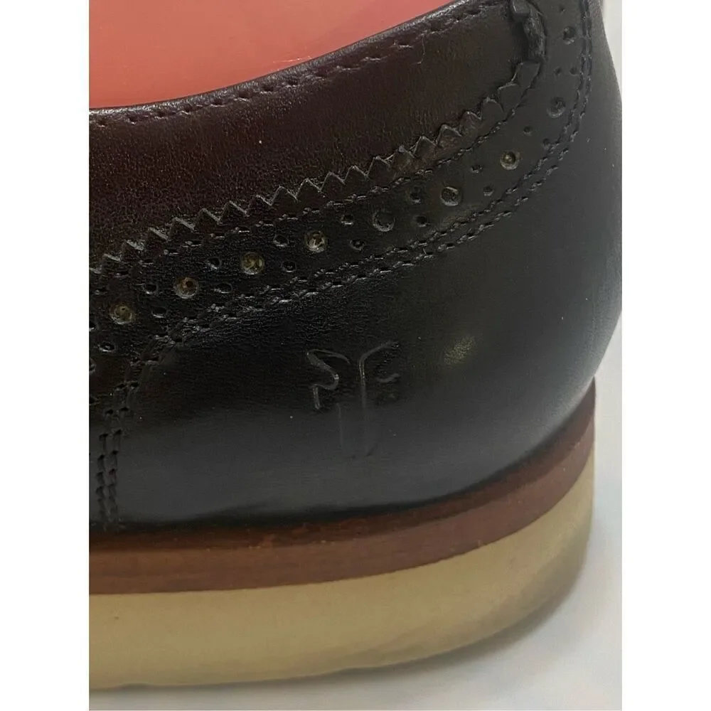 Frye James Crepe Mens Black Leather Lace Up Wingtip Oxfords Shoes Size 9.5